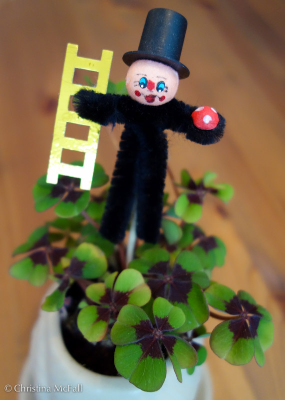 german good luck chimney sweep with clover or schornsteinfeger